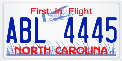NC license plate ABL4445