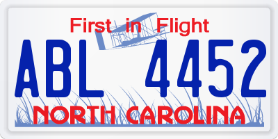 NC license plate ABL4452