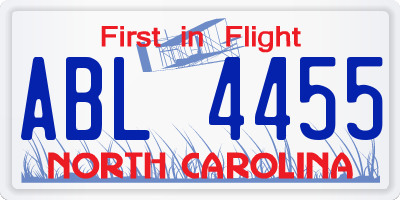 NC license plate ABL4455