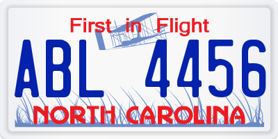 NC license plate ABL4456