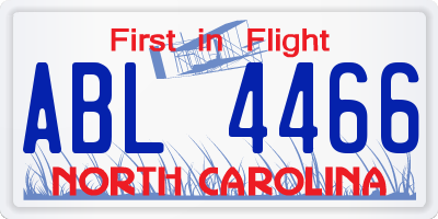 NC license plate ABL4466