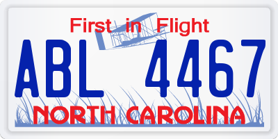 NC license plate ABL4467
