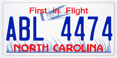 NC license plate ABL4474