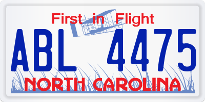 NC license plate ABL4475