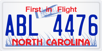 NC license plate ABL4476