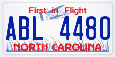NC license plate ABL4480