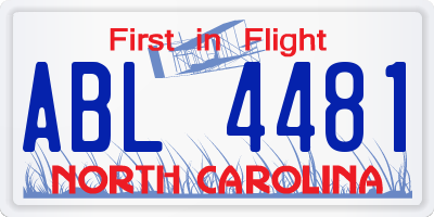 NC license plate ABL4481