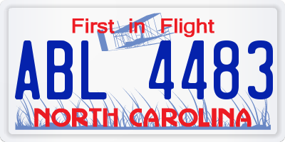 NC license plate ABL4483