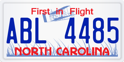 NC license plate ABL4485