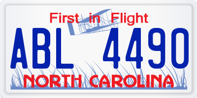 NC license plate ABL4490
