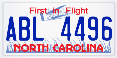 NC license plate ABL4496