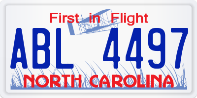 NC license plate ABL4497