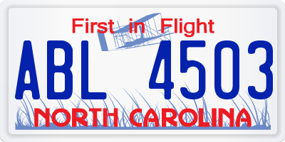 NC license plate ABL4503
