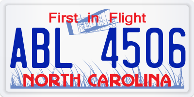 NC license plate ABL4506