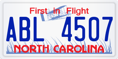 NC license plate ABL4507