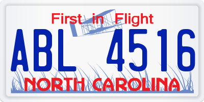 NC license plate ABL4516
