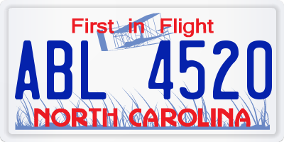 NC license plate ABL4520