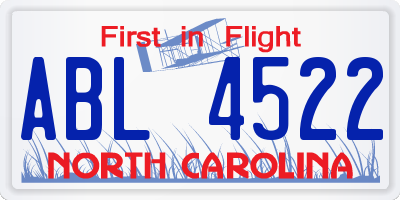 NC license plate ABL4522