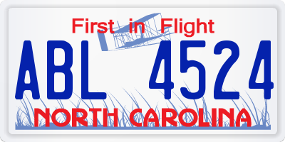 NC license plate ABL4524