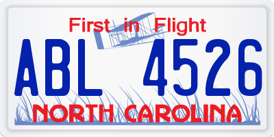 NC license plate ABL4526