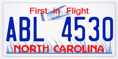 NC license plate ABL4530