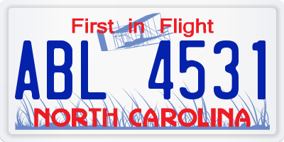 NC license plate ABL4531