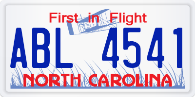 NC license plate ABL4541