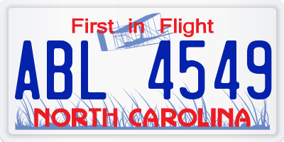 NC license plate ABL4549