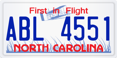 NC license plate ABL4551