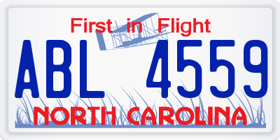 NC license plate ABL4559