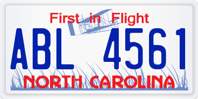 NC license plate ABL4561