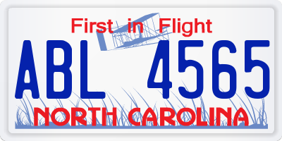 NC license plate ABL4565