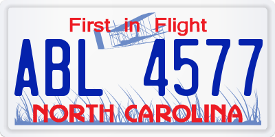 NC license plate ABL4577