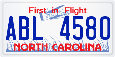 NC license plate ABL4580