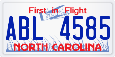 NC license plate ABL4585