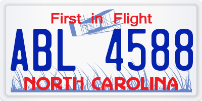 NC license plate ABL4588