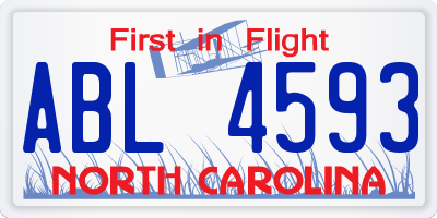 NC license plate ABL4593