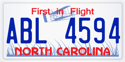 NC license plate ABL4594