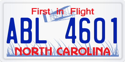 NC license plate ABL4601