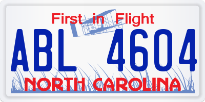 NC license plate ABL4604