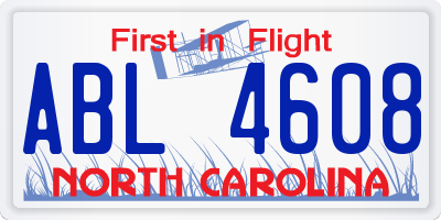 NC license plate ABL4608