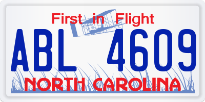 NC license plate ABL4609