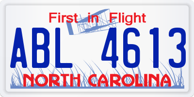 NC license plate ABL4613