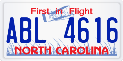 NC license plate ABL4616
