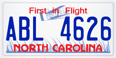 NC license plate ABL4626