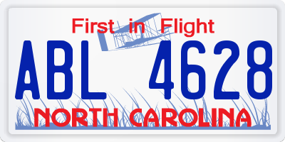 NC license plate ABL4628