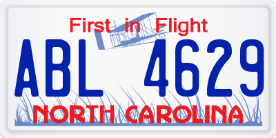 NC license plate ABL4629