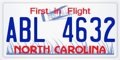 NC license plate ABL4632