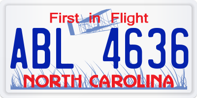NC license plate ABL4636