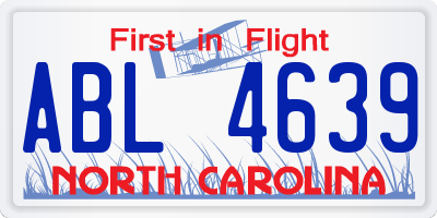 NC license plate ABL4639